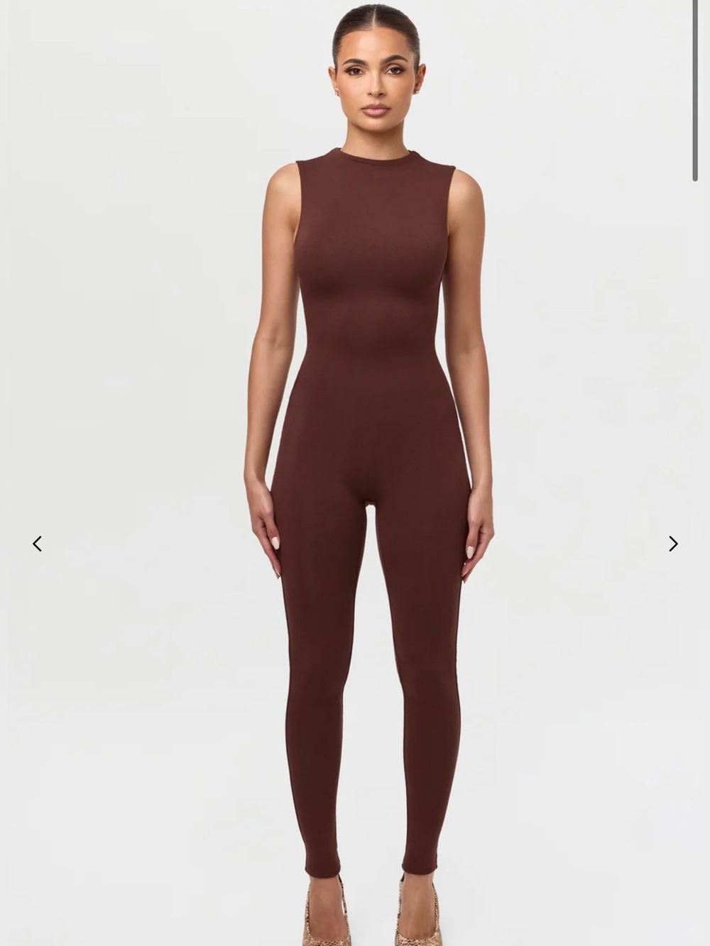 Naked Wardrobe The NW Sleeveless Jumpsuit Chocolate